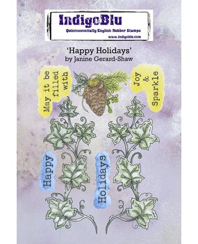 IndigoBlu Happy Holidays A6 Rubber Stamps (IND0814) (OUTLET) IndigoBlu Happy Holidays A6 Rubber Stamps (IND0814) (OUTLET)