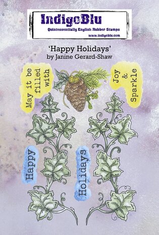IndigoBlu Happy Holidays A6 Rubber Stamps (IND0814) (OUTLET) IndigoBlu Happy Holidays A6 Rubber Stamps (IND0814) (OUTLET)