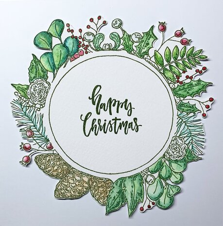 IndigoBlu Foliage Wreath A5 Rubber Stamps (IND0812) (OUTLET)