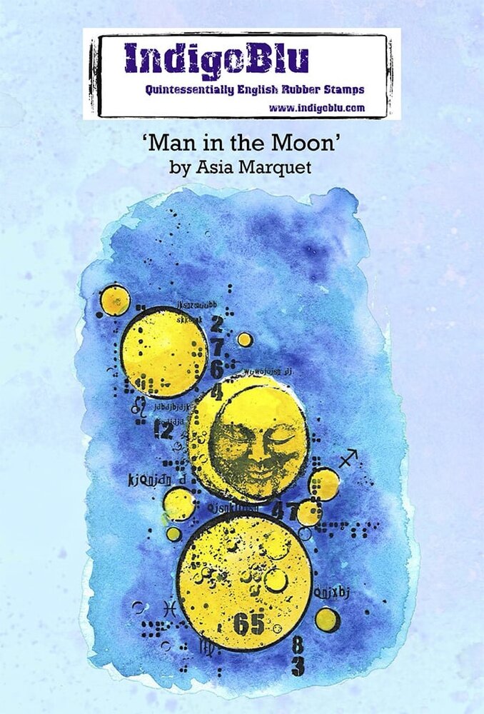 IndigoBlu Man in the Moon by Asia A6 Rubber Stamps (IND0758) (OUTLET)