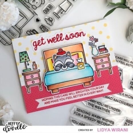 Heffy Doodle Get Well Greetings Clear Stamps (HFD0383) (OUTLET)