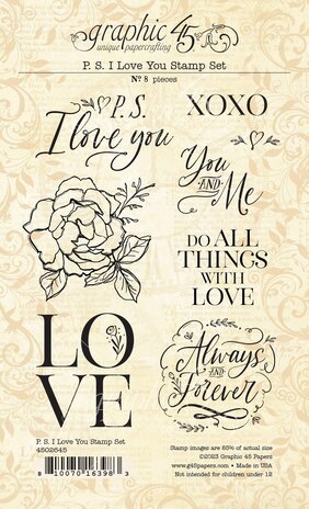 Graphic 45 P.S. I Love You Clear Stamps (4502645) (OUTLET)