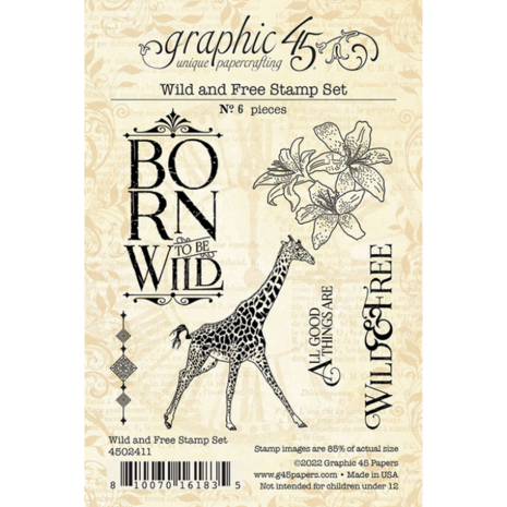 Graphic 45 Wild & Free Stamp Set (6pcs) (4502411) (OUTLET)