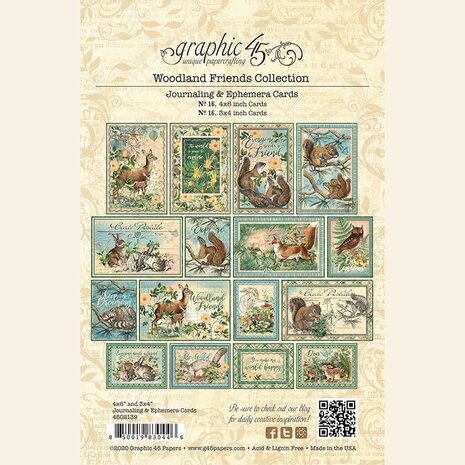 Graphic 45 Woodland Friends Ephemera & Journaling Cards (4502139) (OUTLET)