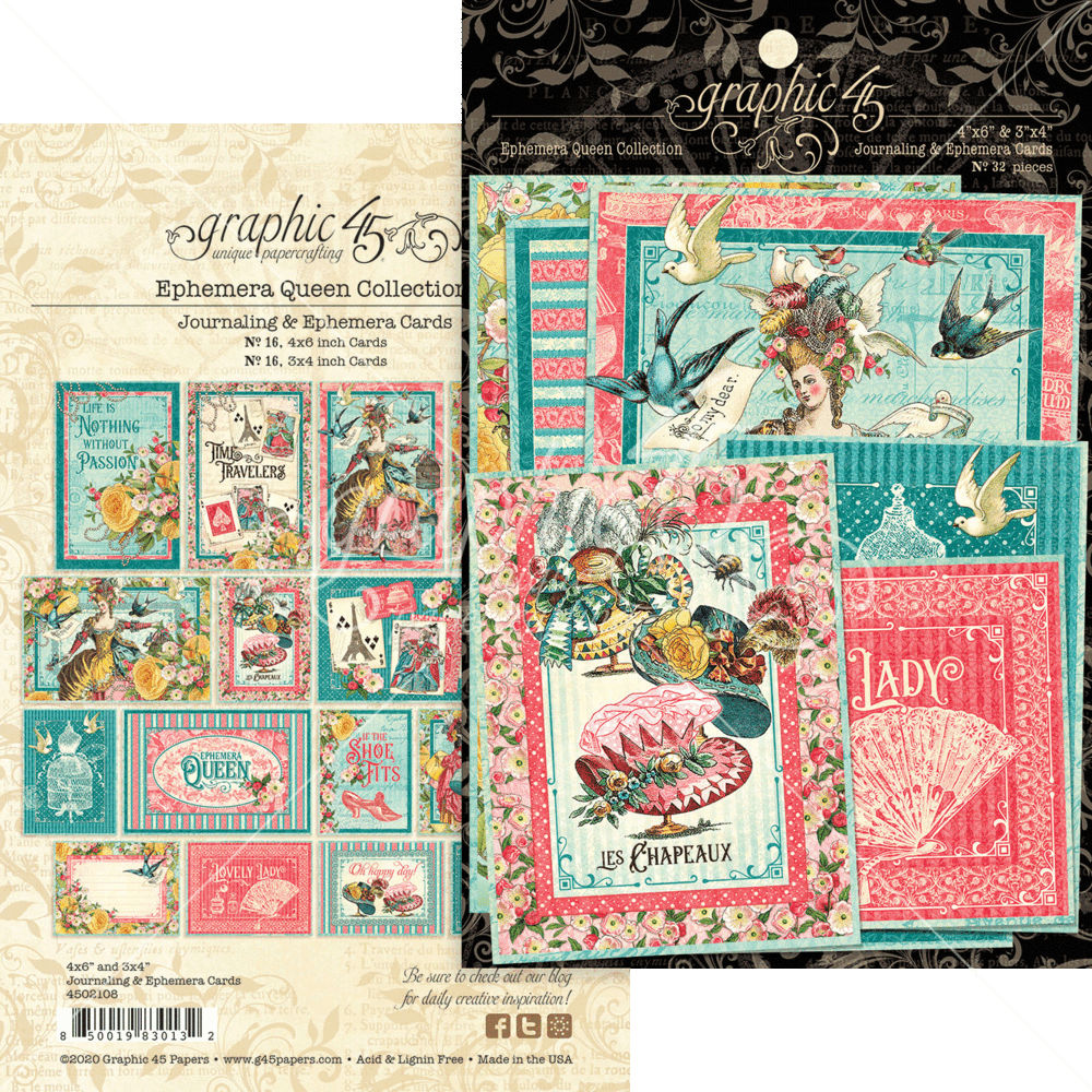 Graphic 45 Ephemera Queen Ephemera & Journaling Cards (45021208) (OUTLET)