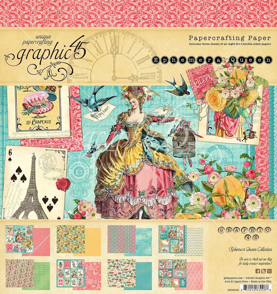 Graphic 45 Ephemera Queen 8x8 Inch Paper Pad (4502103) (OUTLET)