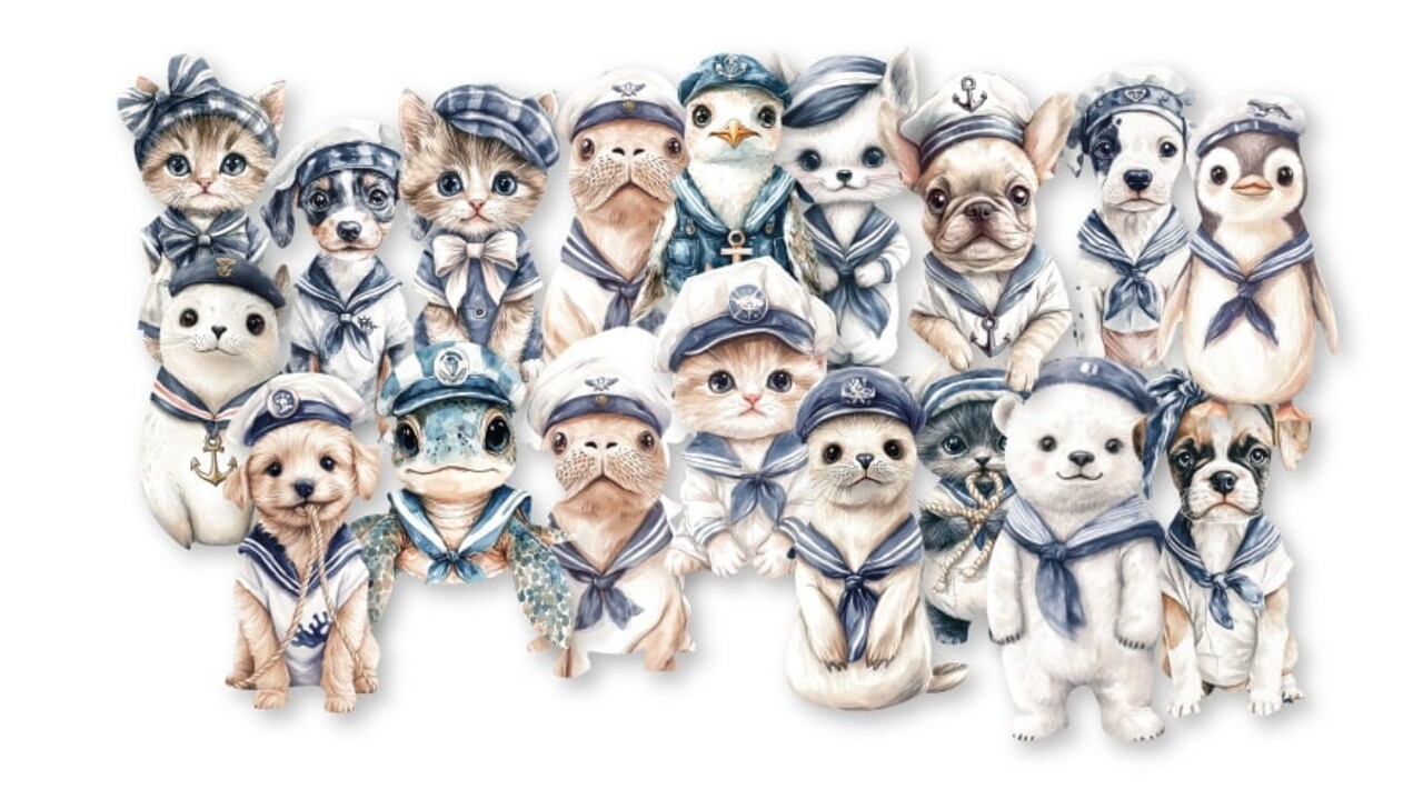 Dutch Doobadoo Waves at the Sea A7 Dutch Collage Die-Cuts Little Sailors (18pcs) (474.007.509) (OUTLET)