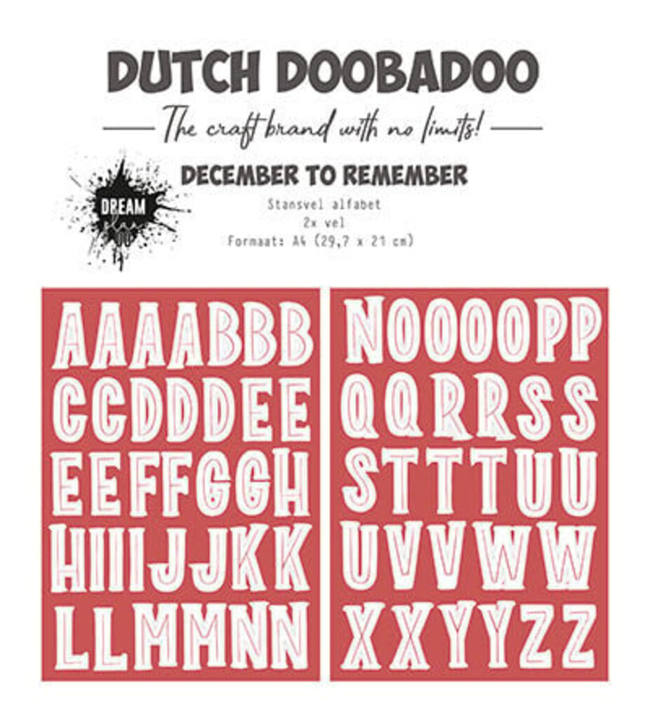 Dutch Doobadoo Dream Plan Do December to Remember A4 Die Cut Sheet Alphabet (2pcs) (474.007.020) (OUTLET) Dutch Doobadoo Dream Plan Do December to Remember A4 Die Cut Sheet Alphabet (2pcs) (474.007.020) (OUTLET)