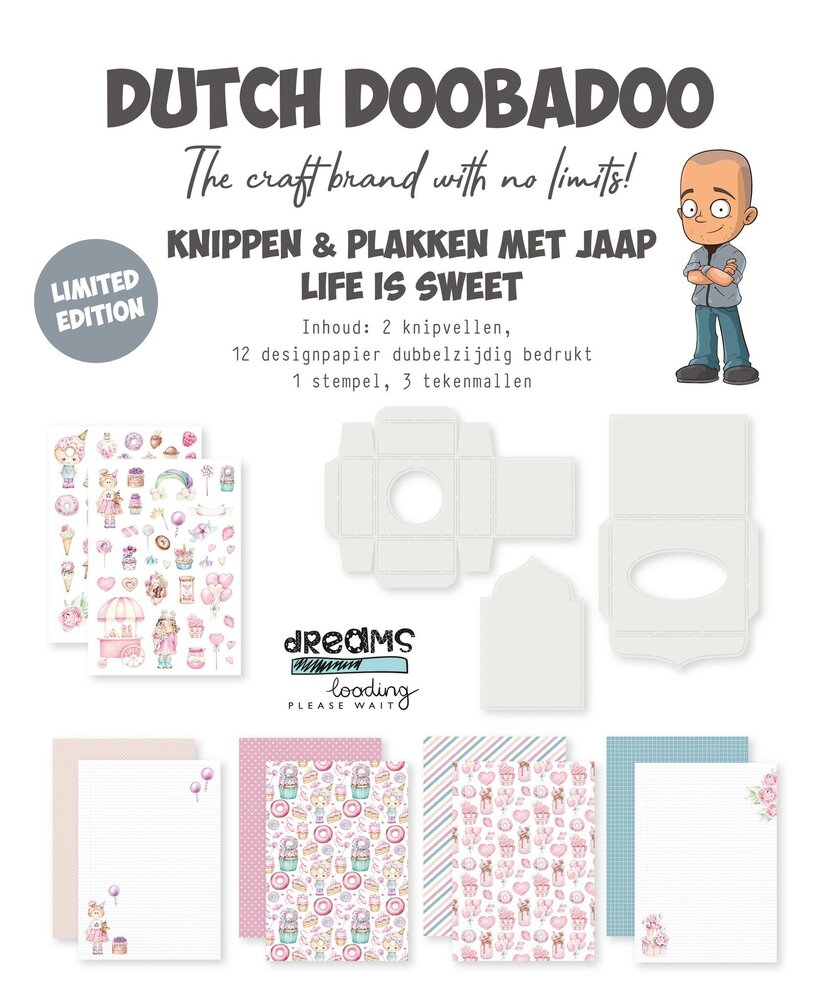 Dutch Doobadoo Crafty Kit Knippen en Plakken met Jaap - Life is Sweet (473.013.005) (OUTLET)