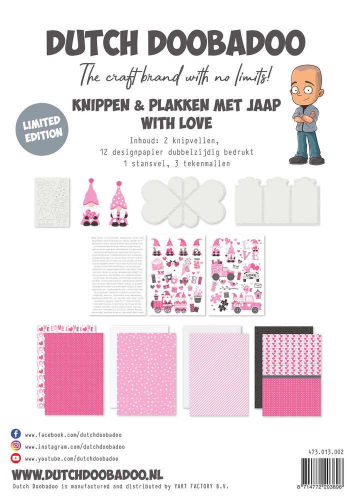 Dutch Doobadoo Crafty Kit Knippen en Plakken met Jaap - With Love (473.013.002) (OUTLET)