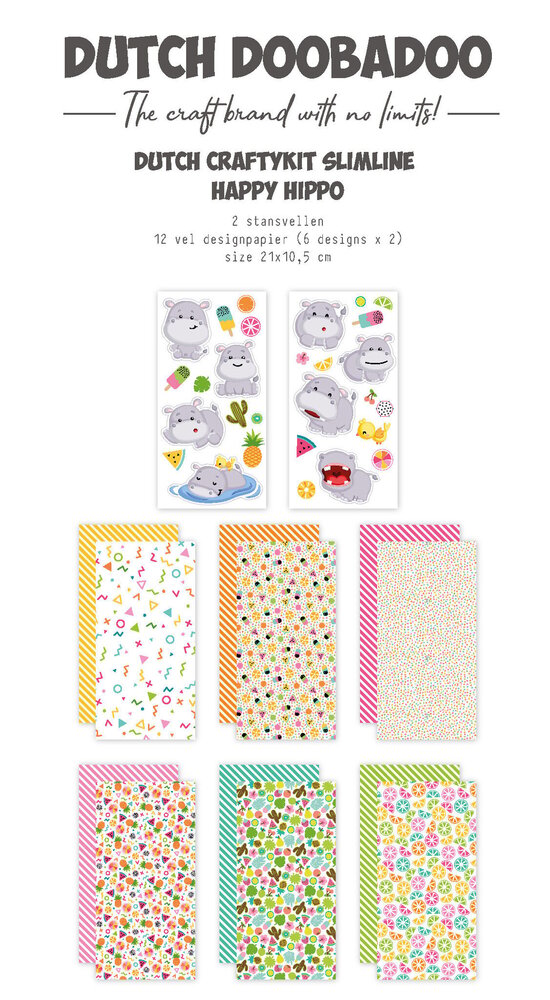 Dutch Doobadoo Crafty Kit Slimline Happy Hippo (473.005.044) (OUTLET)