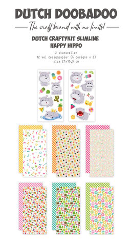 Dutch Doobadoo Crafty Kit Slimline Happy Hippo (473.005.044) (OUTLET)