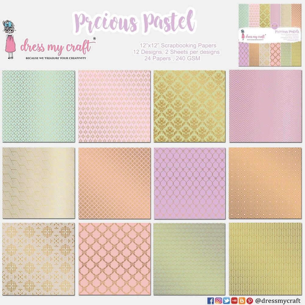 Dress My Craft Precious Pastels 12x12 Inch Paper Pad (DMCP5963) (OUTLET)