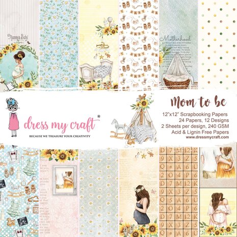 Dress My Craft Mom To Be 12x12 Inch Paper Pad (DMCP5798) (OUTLET)