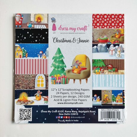 Dress My Craft Christmas & Jinnie 12x12 Inch Paper Pad (DMCP5523) (OUTLET)