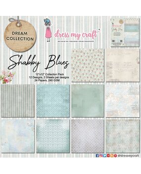 Dress My Craft Shabby Blues 12x12 Inch Paper Pad (DMCP4313) (OUTLET)