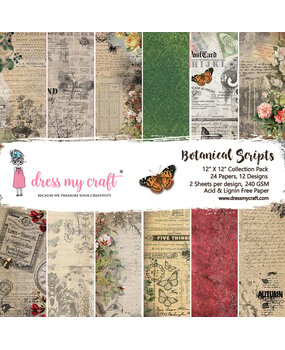 Dress My Craft Botanical Scripts 12x12 Inch Paper Pad (DMCP2795) (OUTLET)