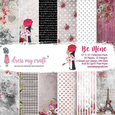 Dress My Craft Be Mine 12x12 Inch Paper Pad (DMCP2553) (OUTLET)