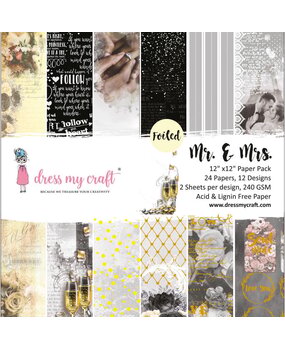Dress My Craft Mr. & Mrs 12x12 Inch Paper Pad (DMCP2520) (OUTLET)
