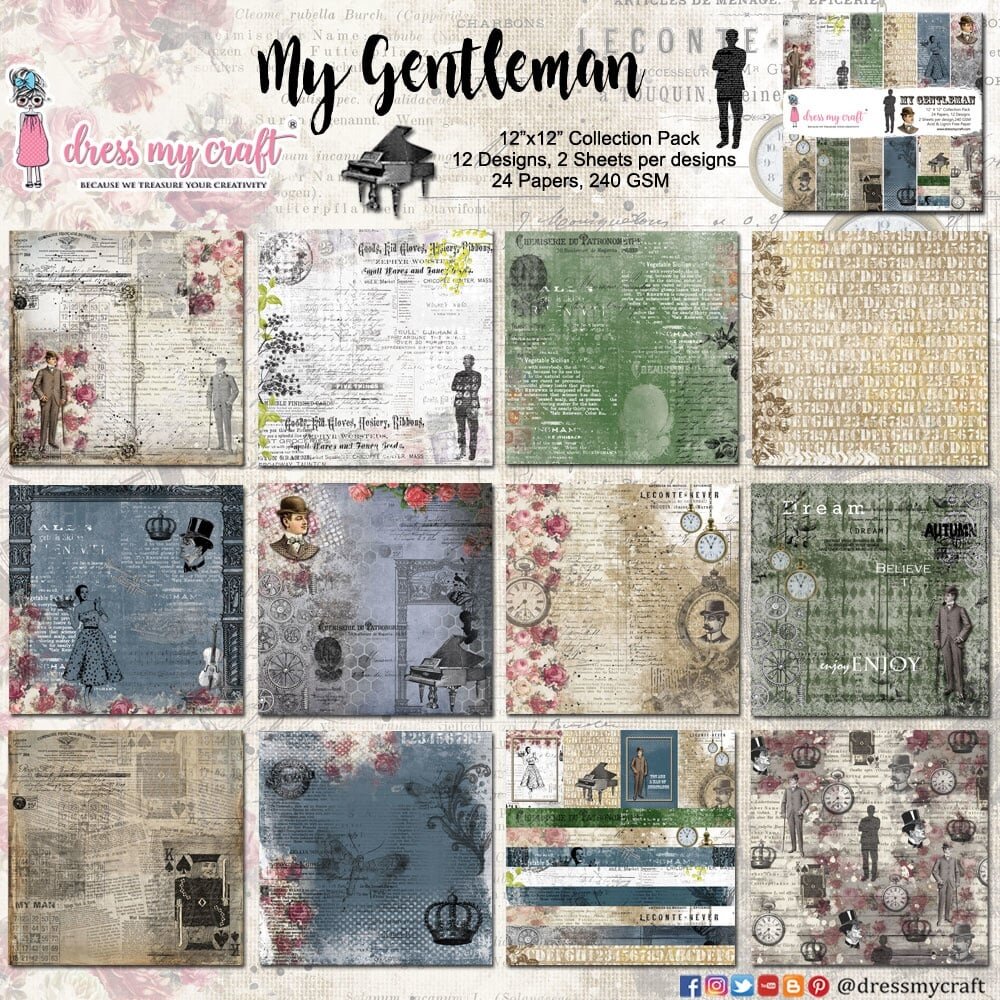Dress My Craft My Gentleman 12x12 Inch Paper Pad (DMCP2333) (OUTLET) Dress My Craft My Gentleman 12x12 Inch Paper Pad (DMCP2333) (OUTLET)