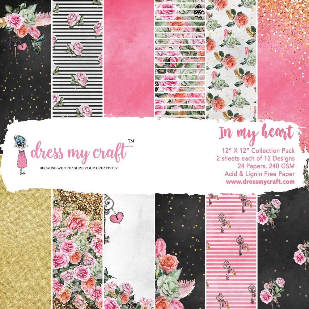 Dress My Craft In My Heart 12x12 Inch Paper Pad (DMCP2091) (OUTLET)