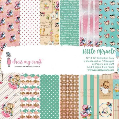 Dress My Craft Little Miracle 12x12 Inch Paper Pad (DMCP1860) (OUTLET)