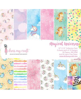 Dress My Craft Magical Unicorn 12x12 Inch Paper Pad (DMCP1838) (OUTLET)