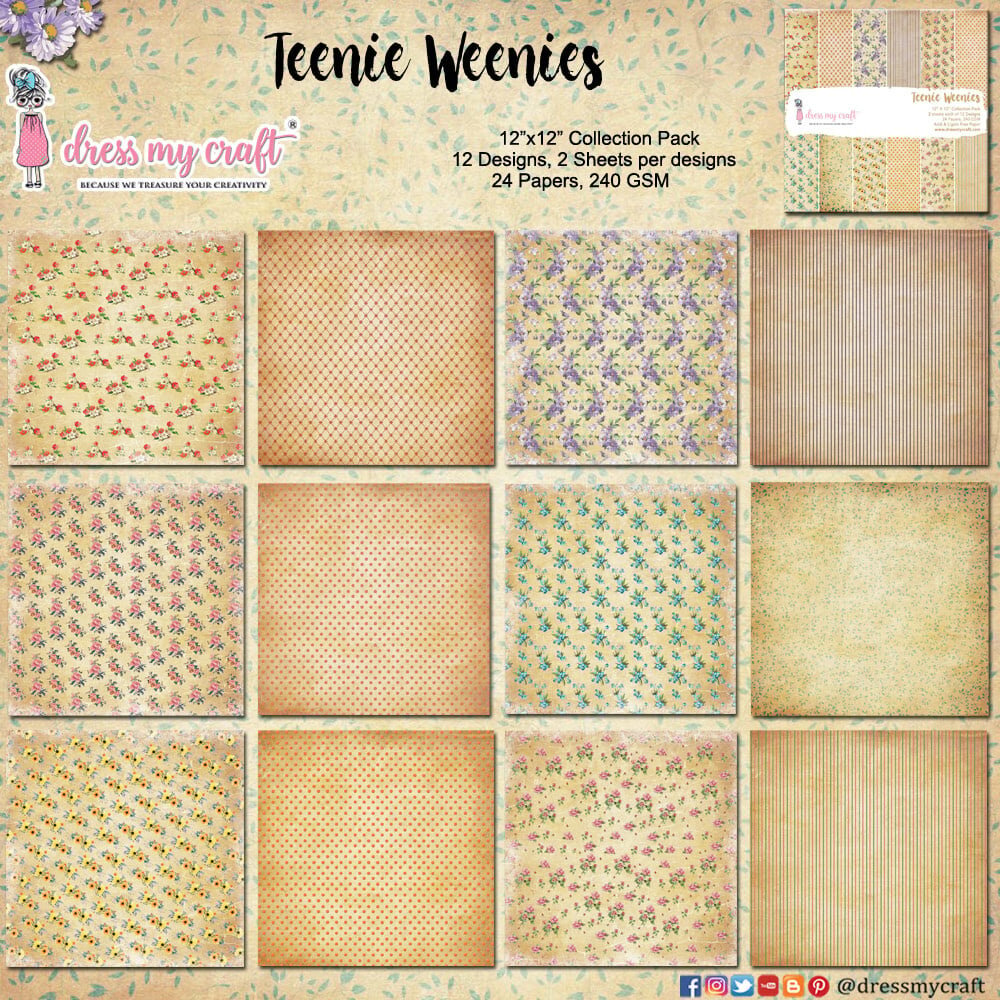 Dress My Craft Teenie Weenies 12x12 Inch Paper Pad (DMCP1398) (OUTLET)