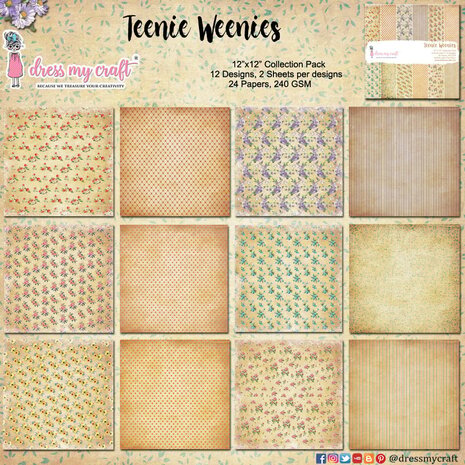 Dress My Craft Teenie Weenies 12x12 Inch Paper Pad (DMCP1398) (OUTLET)