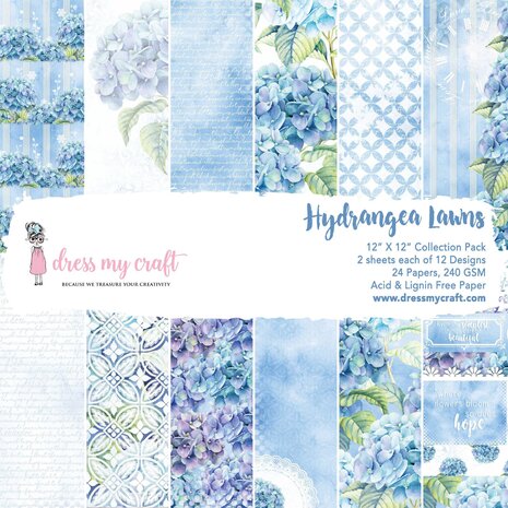 Dress My Craft Hydrangea Lawns 12x12 Inch Paper Pad (DMCP1134) (OUTLET)