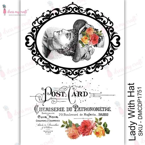 Dress My Craft Transfer Me Lady With Hat (DMCDP1751) (OUTLET) Dress My Craft Transfer Me Lady With Hat (DMCDP1751) (OUTLET)