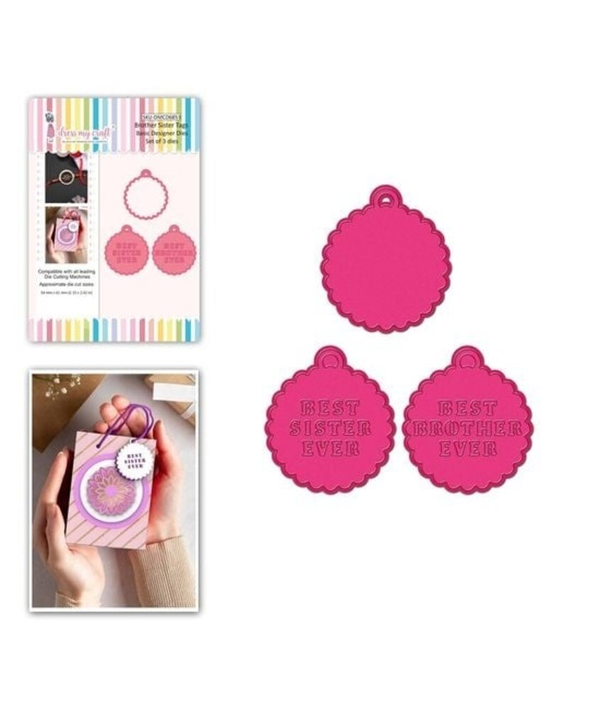 Dress My Craft Cutting Die Basic Designer Brother Sister Tags (DMCD6853) (OUTLET)