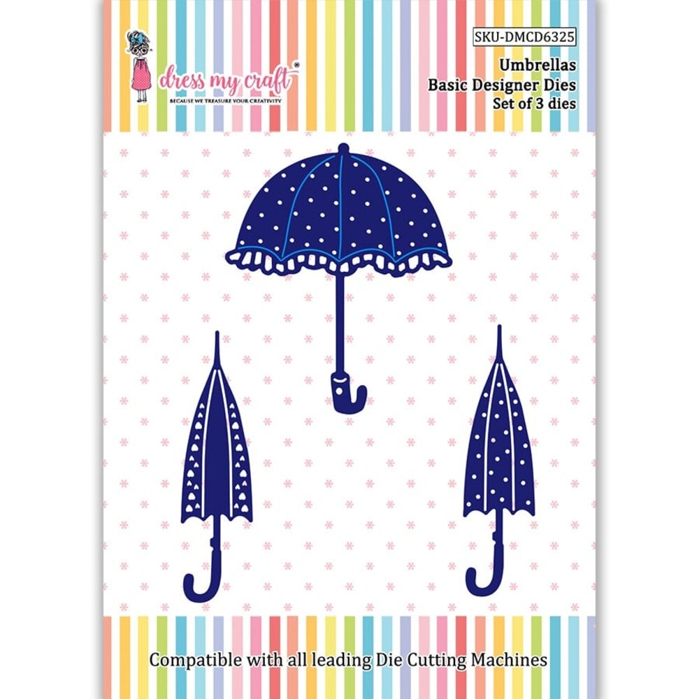 Dress My Craft Cutting Die Basic Designer Umbrellas (DMCD6325) (OUTLET)