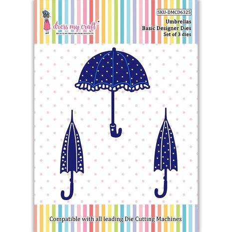 Dress My Craft Cutting Die Basic Designer Umbrellas (DMCD6325) (OUTLET)