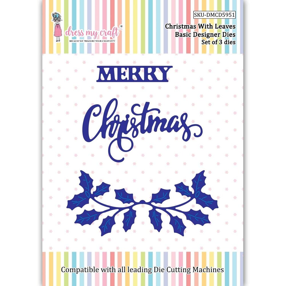 Dress My Craft Cutting Die Basic Designer Christmas With Leaves (DMCD5951) (OUTLET)