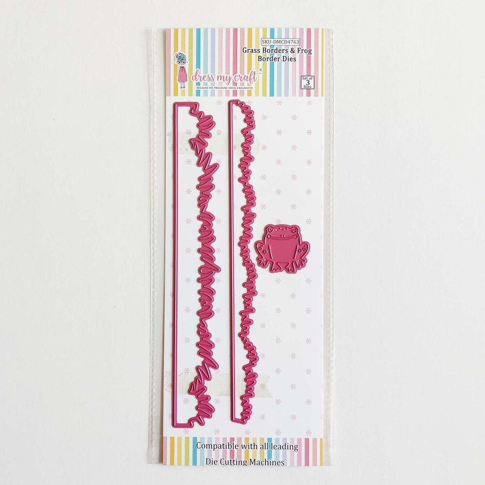 Dress My Craft Cutting Die Border Grass Borders & Frog (DMCD4763) (OUTLET)
