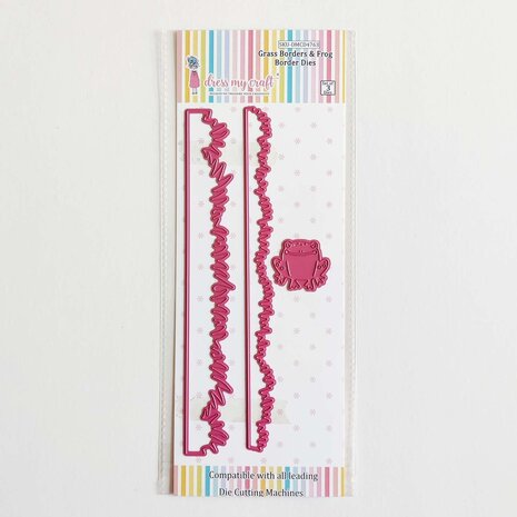 Dress My Craft Cutting Die Border Grass Borders & Frog (DMCD4763) (OUTLET)