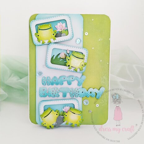 Dress My Craft Cutting Die Border Grass Borders & Frog (DMCD4763) (OUTLET)