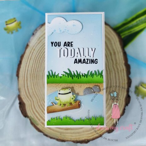 Dress My Craft Cutting Die Border Grass Borders & Frog (DMCD4763) (OUTLET)