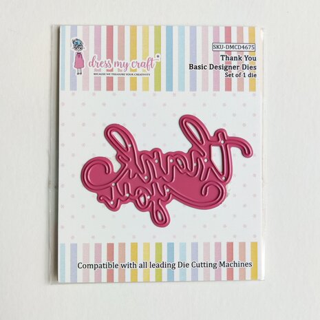 Dress My Craft Cutting Die Basic Designer Thank You (DMCD4675) (OUTLET)