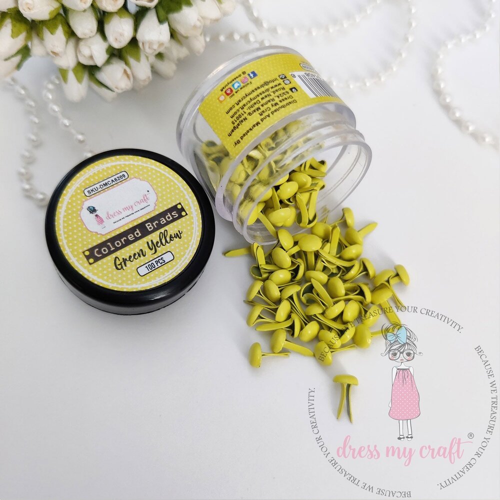 Dress My Craft Brads Colored Green Yellow (100pcs) (DMCA6209) (OUTLET)