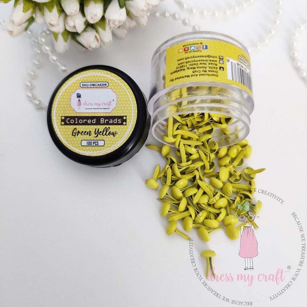 Dress My Craft Brads Colored Green Yellow (100pcs) (DMCA6209) (OUTLET)