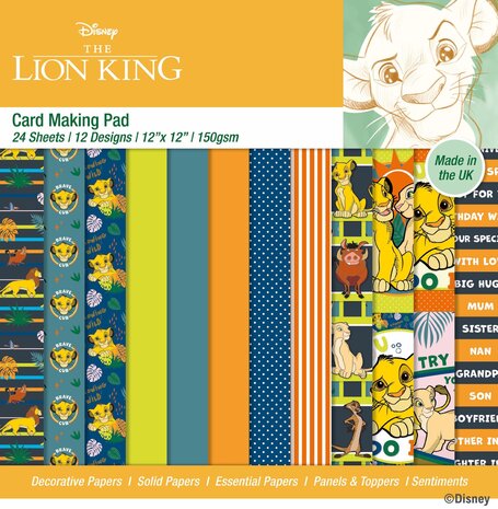 Creative Expressions The Lion King 12x12 Inch Card Making Pad (DYP0061) (OUTLET)