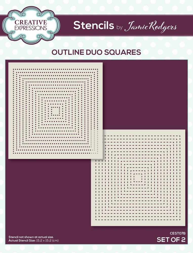 Creative Expressions Jamie Rodgers Stencil Outline Duo Squares (2pcs) (CEST078) (OUTLET)