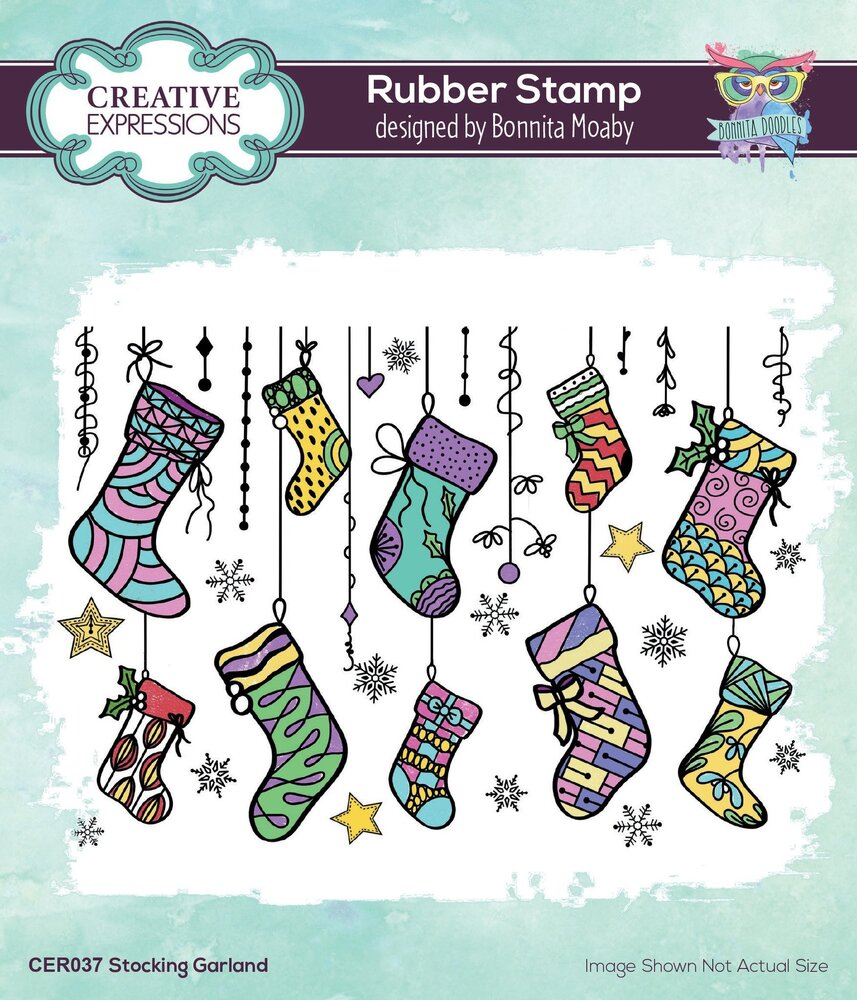 Creative Expressions Bonnita Moaby Rubber Stamp A6 Stocking Garland (CER037) (OUTLET)