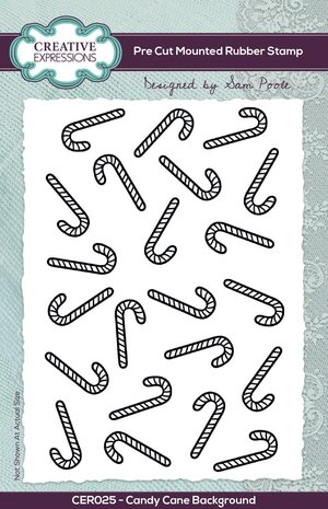 Creative Expressions Sam Poole Rubber Stamp A6 Candy Cane Background (CER025) (OUTLET)
