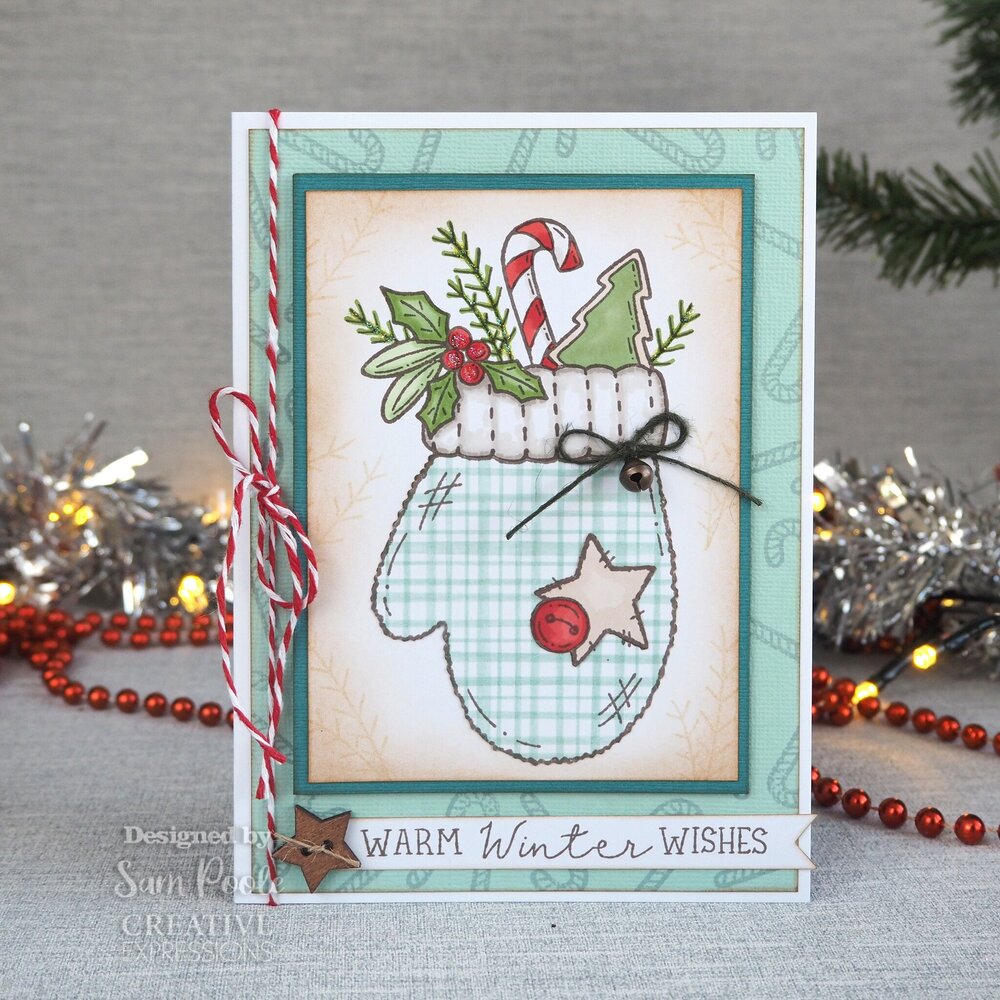 Creative Expressions Sam Poole Rubber Stamp A6 Candy Cane Background (CER025) (OUTLET)
