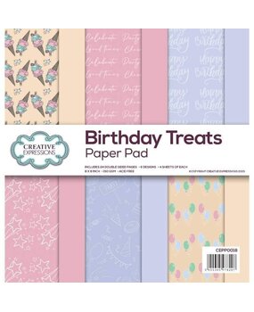 Creative Expressions Birthday Treats 8x8 Inch Paper Pad (CEPP0018) (OUTLET)