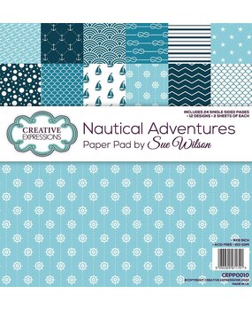 Creative Expressions Sue Wilson Paper Pad 8x8 Inch Nautical Adventures (CEPP0010) (OUTLET)
