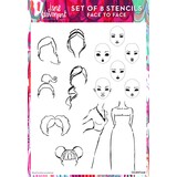 Creative Expressions Jane Davenport Stencil A4 Face to Face (8pcs) (CEJDST008) (OUTLET)
